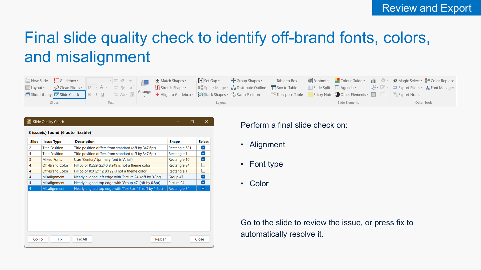 Review & Export screenshot