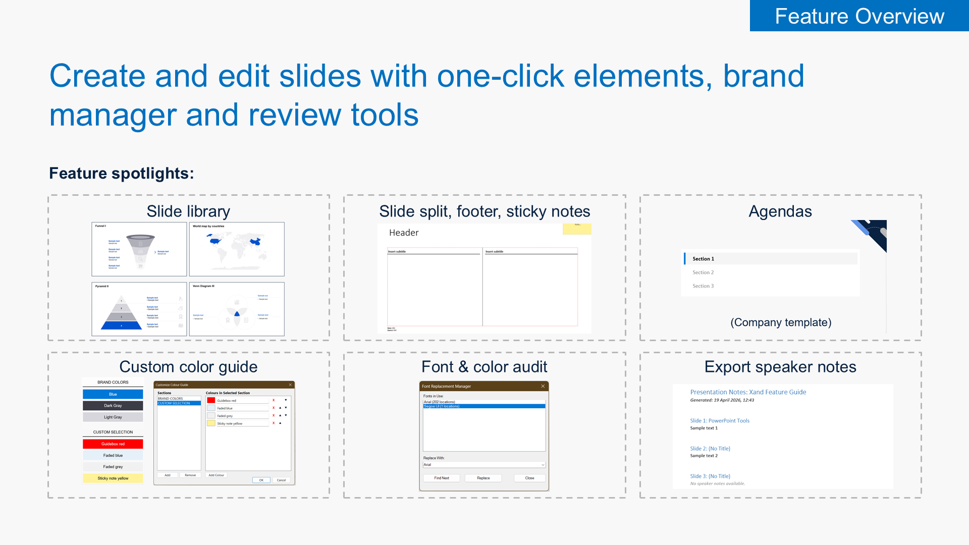 Xandio one-click elements, brand manager and review tools