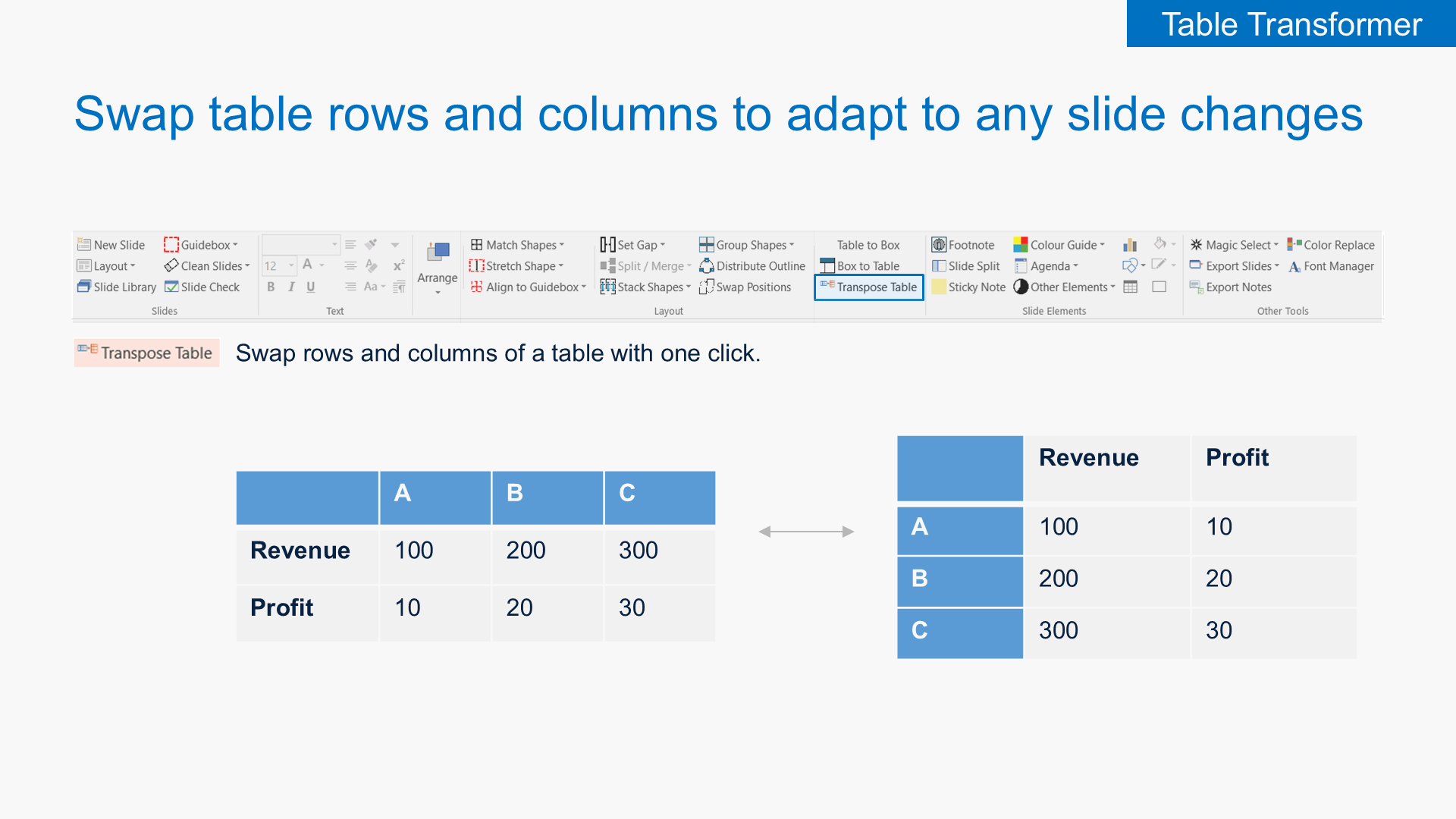 Transpose Tables screenshot